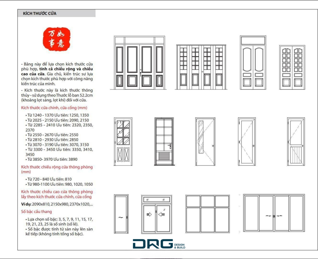 kích thước cửa chính
